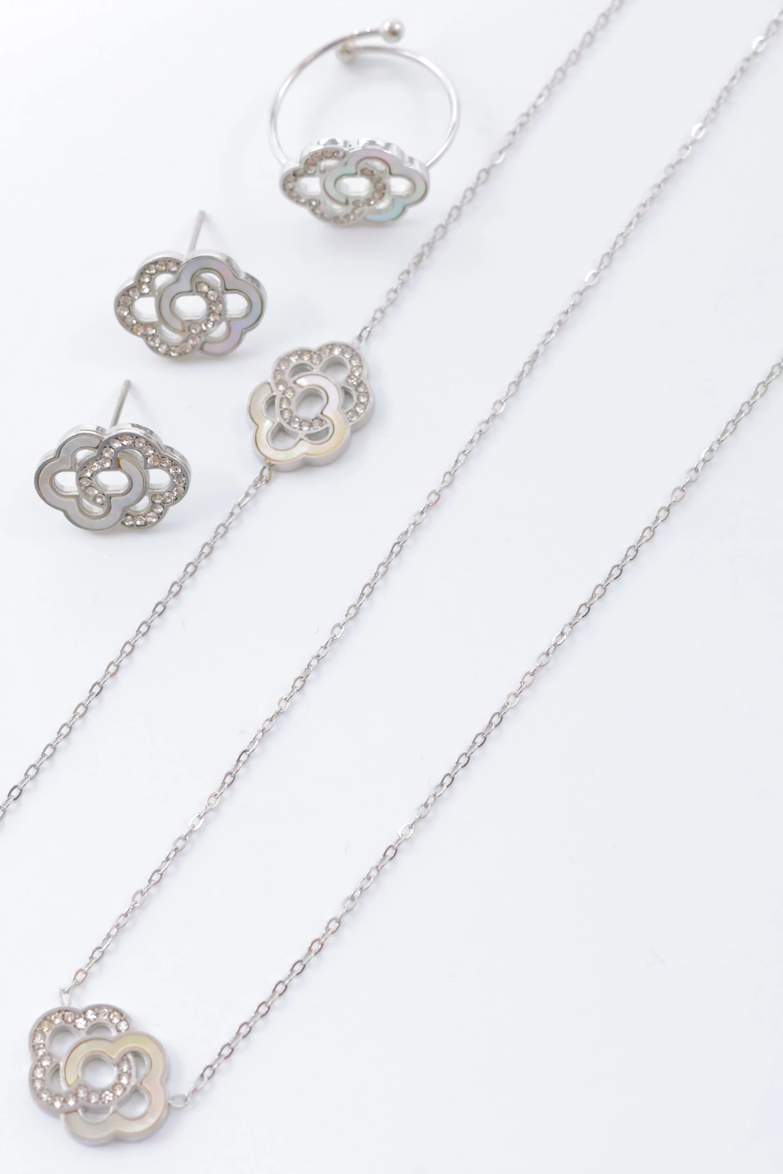 Parure de bijoux en acier inoxydable - ARGENT