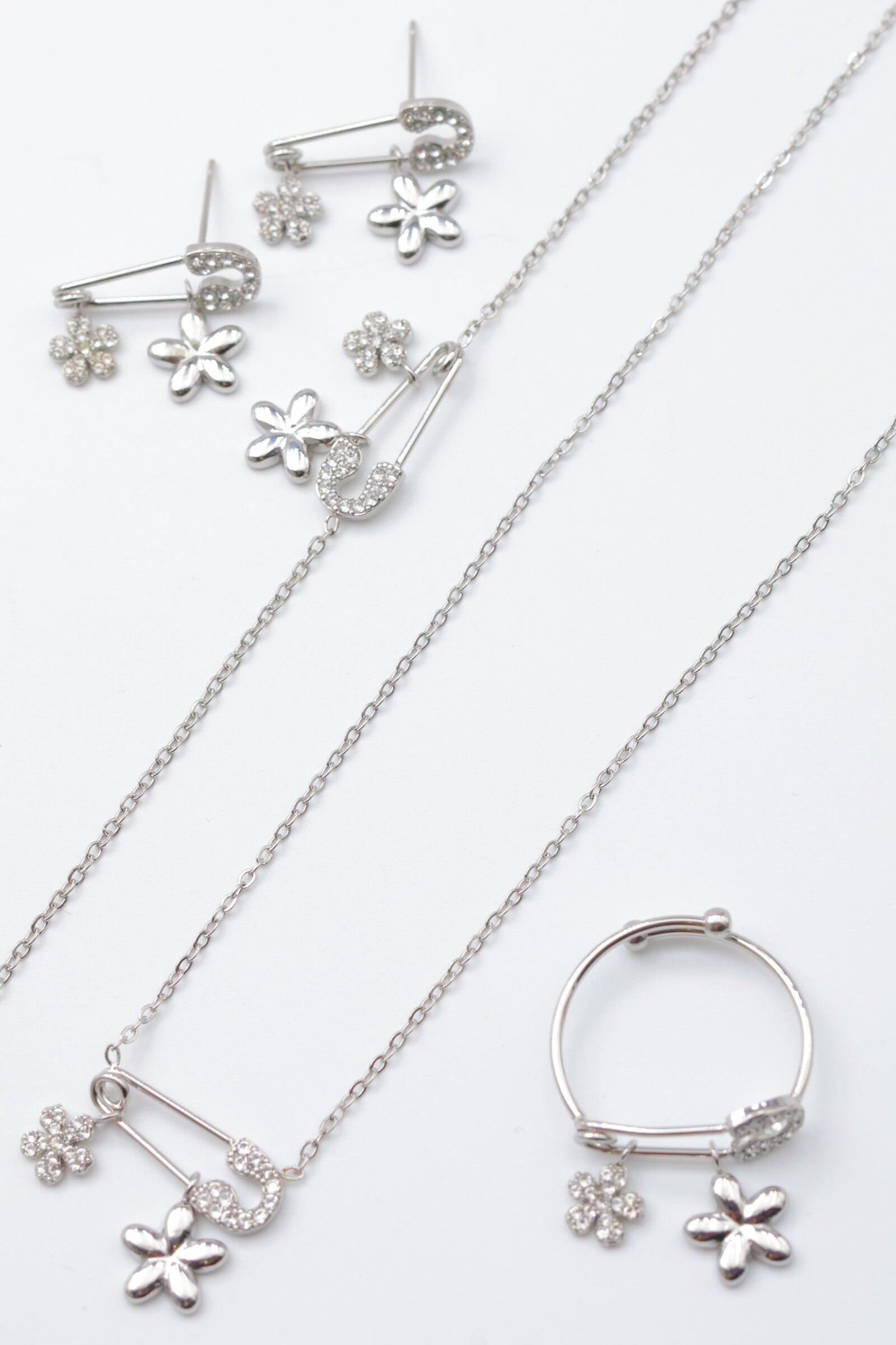 Parure de bijoux en acier inoxydable - ARGENT
